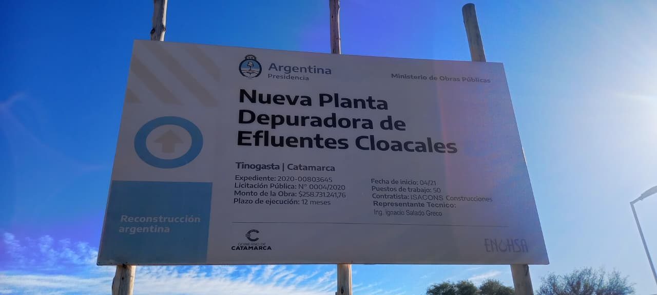Tinogasta: una planta cloacal que debía hacerse en un año y lleva casi cinco sin terminarse