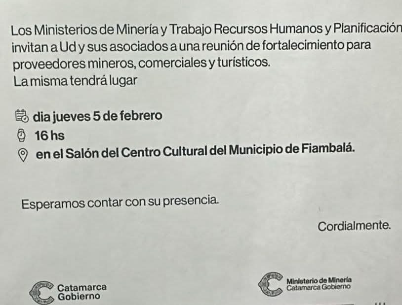 Convocan a reunión en Fiambalá para bajar tensiones por la actividad minera