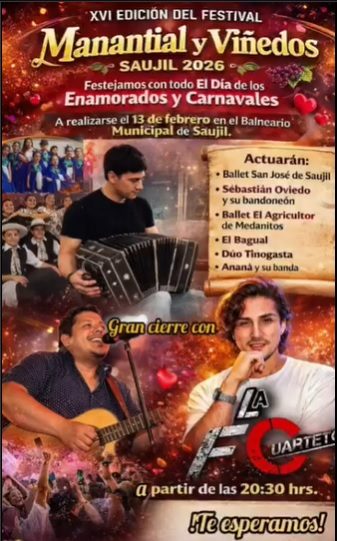 Saujil confirma su festival: "Todo solucionado para que el 13 sea una verdadera fiesta"